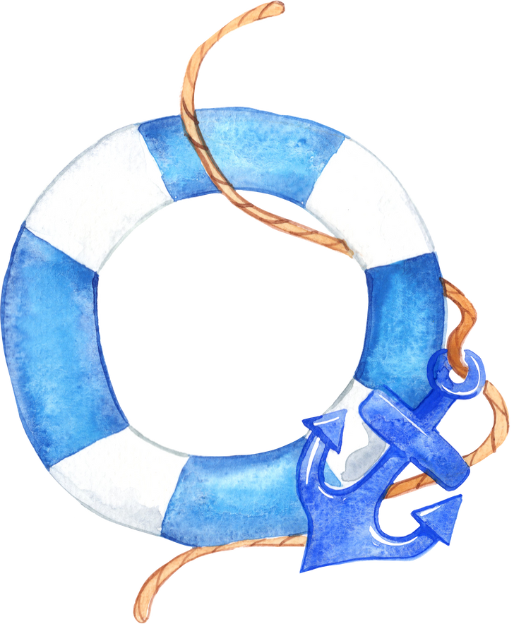 Lifebuoy with Anchor and Rope 